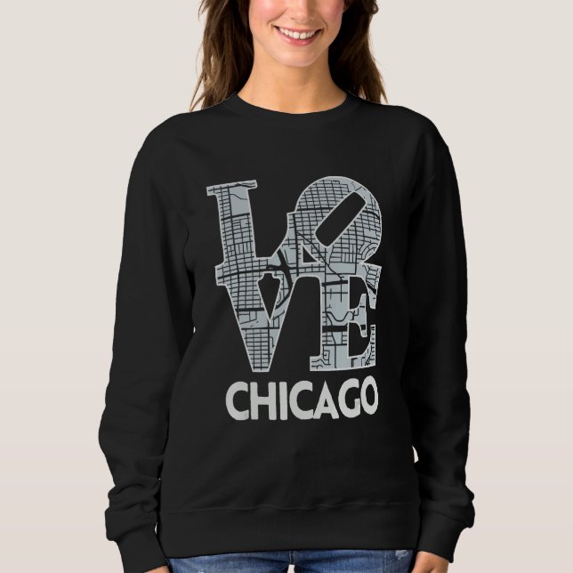 Love Chicago City Map South Side Chicago Baseball T Shirt (Framsida)