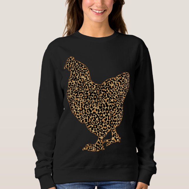 LOVE Chicken Leopard Print Vint T Shirt (Framsida)