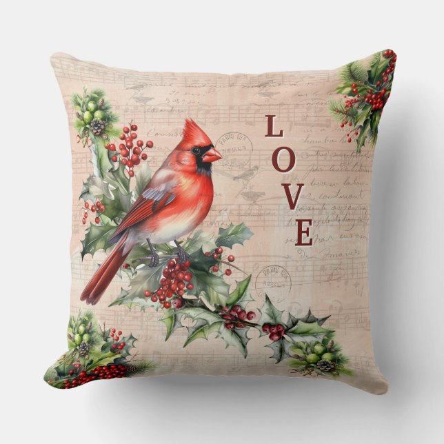 Love Christmas Paris Postmark Throw Pillow Kudde (Framsida)