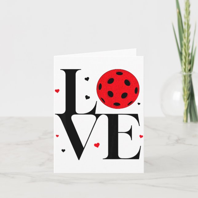 Love Ckleball Valentines Day Cute Red Heart  Kort (Framsida)