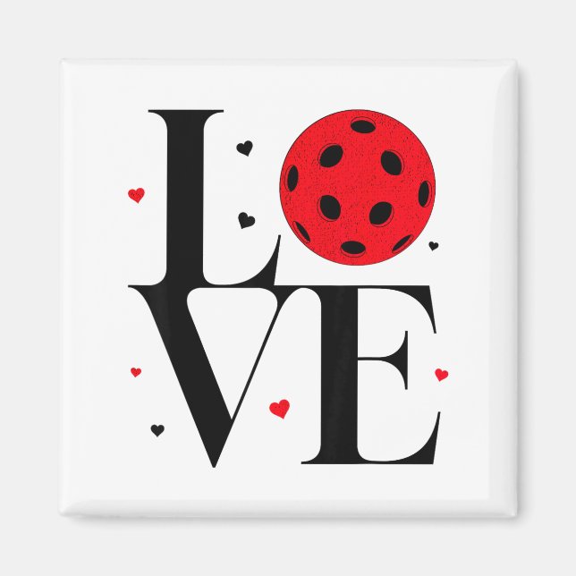 Love Ckleball Valentines Day Cute Red Heart  Magnet (Framsidan)
