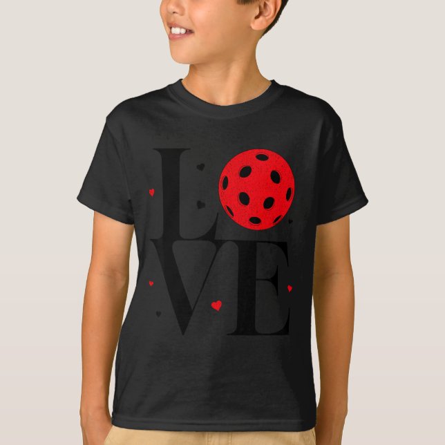 Love Ckleball Valentines Day Cute Red Heart  T Shirt (Framsida)