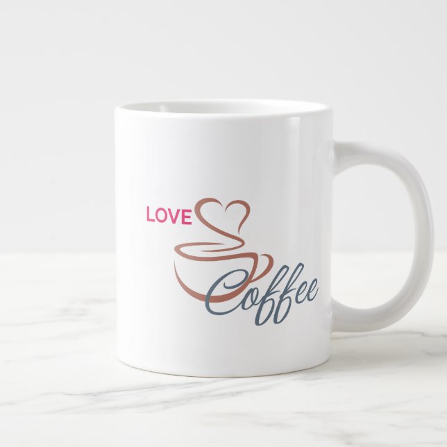 Love Coffee Heart Design Classic Mug               Jumbo Mugg (Höger)