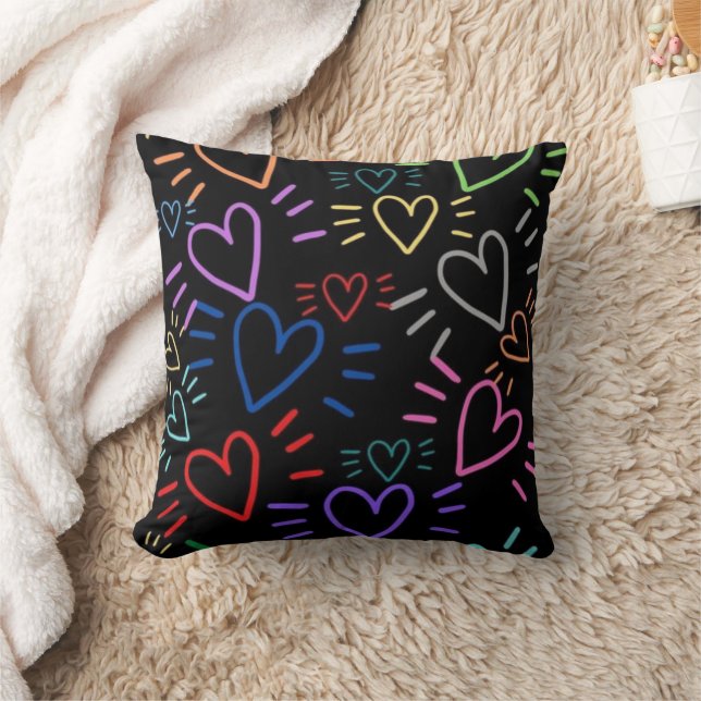 Love Colored Hearts Kudde (Filt)