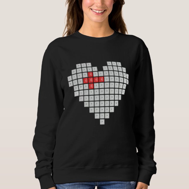 LOVE Computer Keyboard Valentines Day Women Men Ad T Shirt (Framsida)