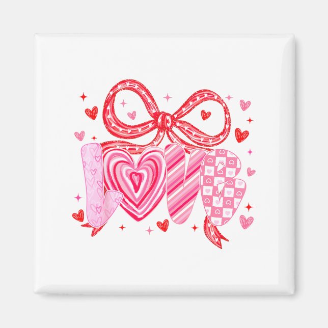 Love Coquette Bow Leopard Hearts Valentine Women G Magnet (Framsidan)