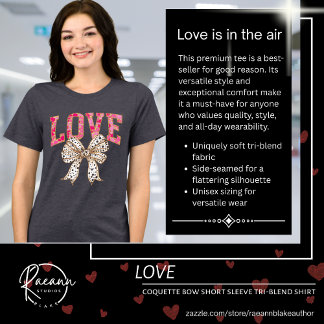 Love Coquette Bow Short Sleeve Tri-Blend Shirt T Shirt