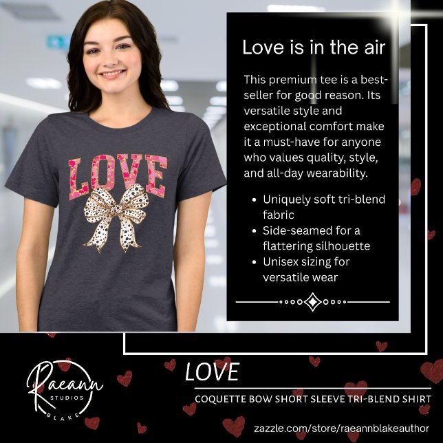 Love Coquette Bow Short Sleeve Tri-Blend Shirt T Shirt (Skapare uppladdad)