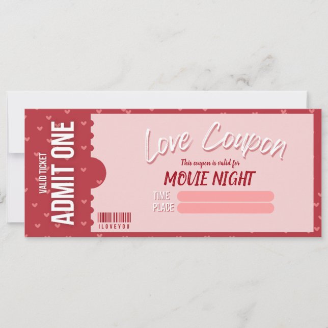 Love Coupon Valentine's Day Card Inbjudningar (Framsida)