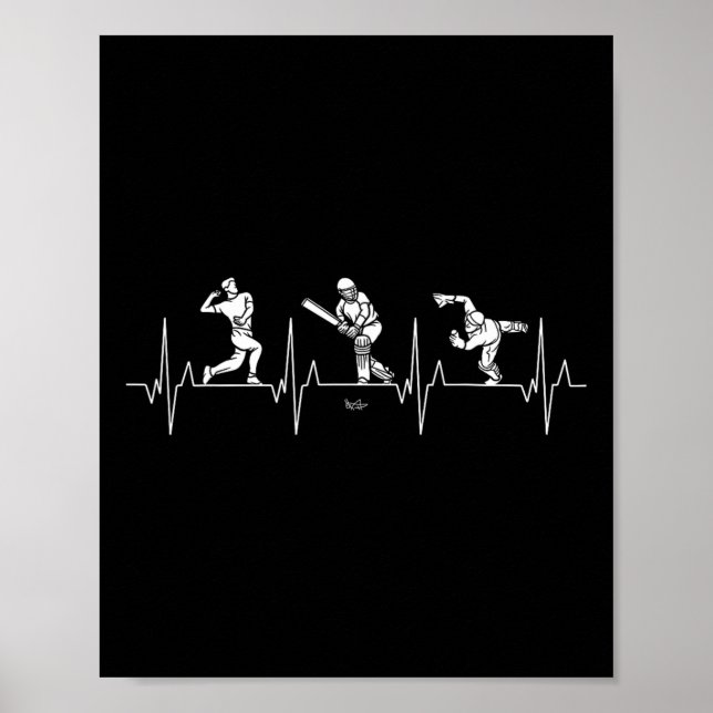 Love Cricket - Bowling Heartbeat Funny Cricket  Poster (Framsidan)