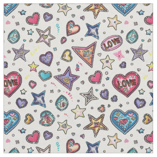 Love & Crystals | Crystal Hearts Sömlöst Mönster Tyg