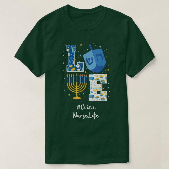 Love Cvicu Nurse Hanukkah Jewish Chanukah MATCHING T Shirt (Design framsida)