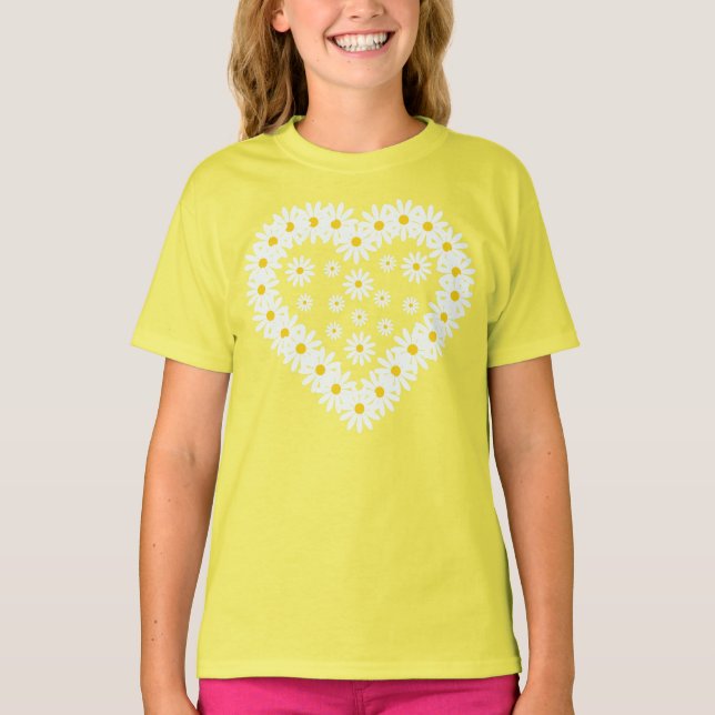 Love Daisy Flowers T Shirt (Framsida)