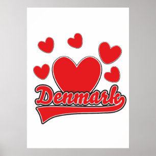 Love Danmark vintage stil logotyp Poster