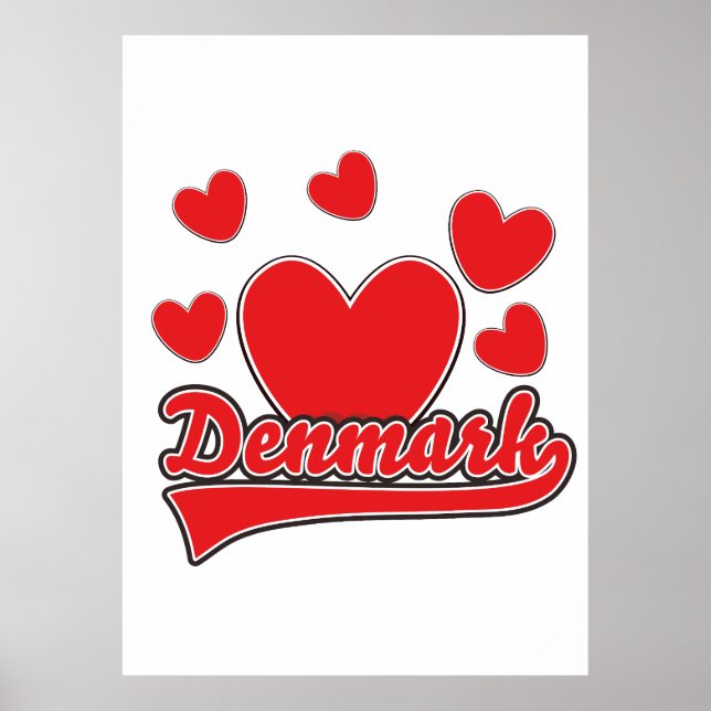 Love Danmark vintage stil logotyp Poster (Framsidan)