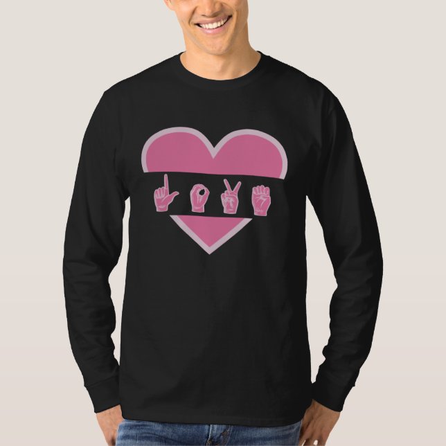 love deaf speach Sign Language Teachers Interprete T Shirt (Framsida)