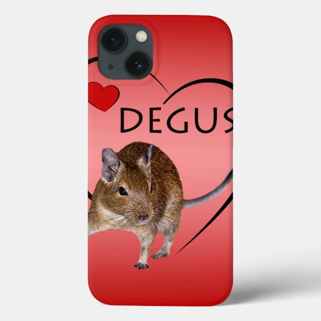 Love Degus iPad-fodral (Rosa/Röd) (Baksida)