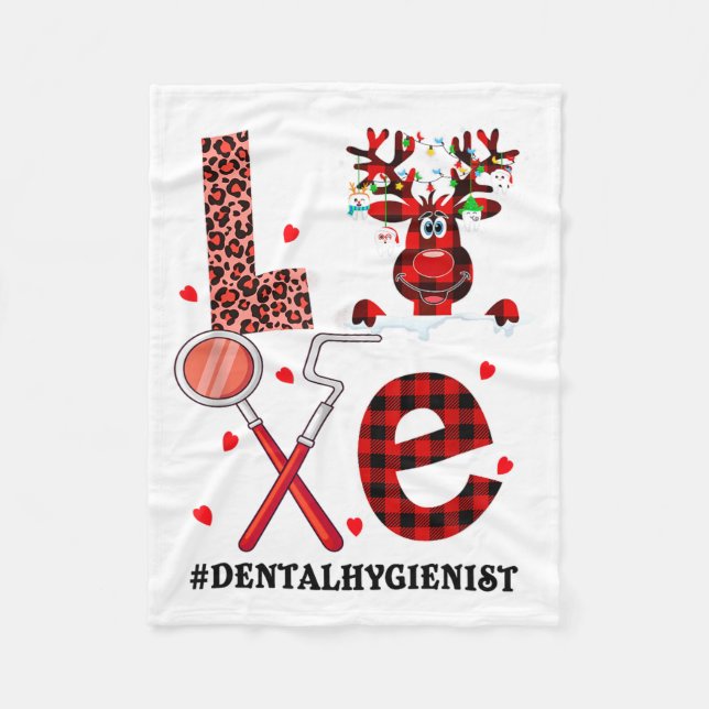 Love Dental Christmas Reindeer Dental Squad Xmas D Fleecefilt (Framsidan)