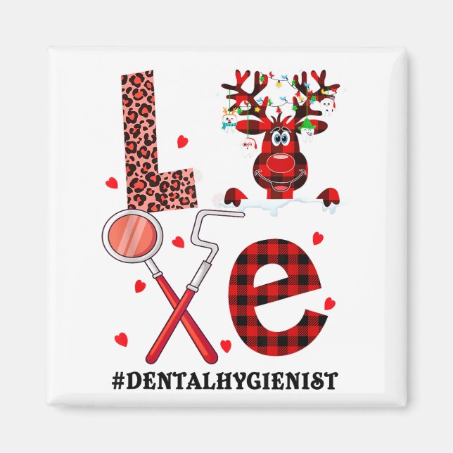 Love Dental Christmas Reindeer Dental Squad Xmas D Magnet (Framsidan)
