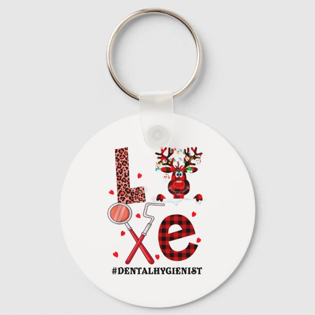 Love Dental Christmas Reindeer Dental Squad Xmas D Nyckelring (Framsida)