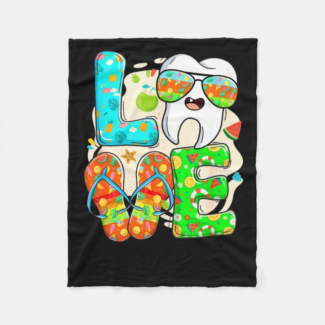 Love Dental Life Cute Tooth Flip Flops Summer Dent Fleecefilt (Framsidan)