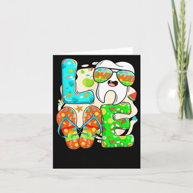 Love Dental Life Cute Tooth Flip Flops Summer Dent Kort (Framsida)