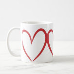 Love design mug  kaffemugg<br><div class="desc">This image features a simple and elegant pattern of three stylized red heart outlines in a row. The hearts are hand-drawn with smooth, flowing lines and a modern, minimalistic aesthetic. The symmetry and repetition create a sense of rhythm and harmony, making it perfect for romantic, love-themed, or Valentine's Day designs....</div>