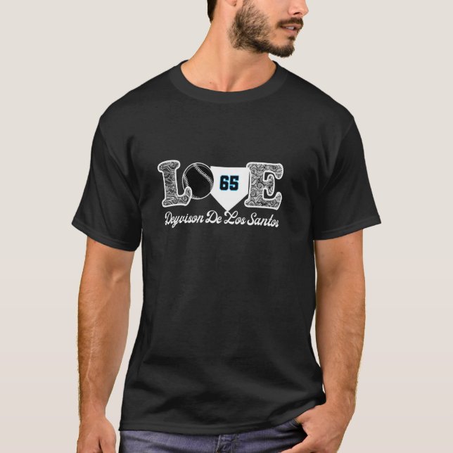 Love Deyvison De Los Santos Miami Baseball MLBPA T Shirt (Framsida)