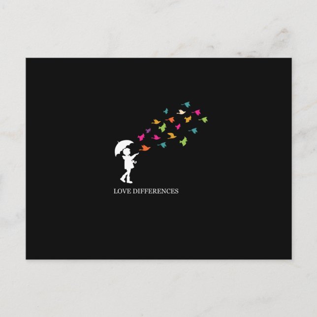 Love Differences Peace Autism Awareness Inbjudan Vykort (Framsida)