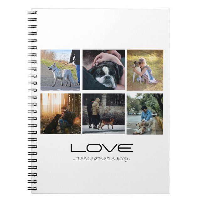Love Dog Family Portrait Collage Design Anteckningsbok (Framsidan)