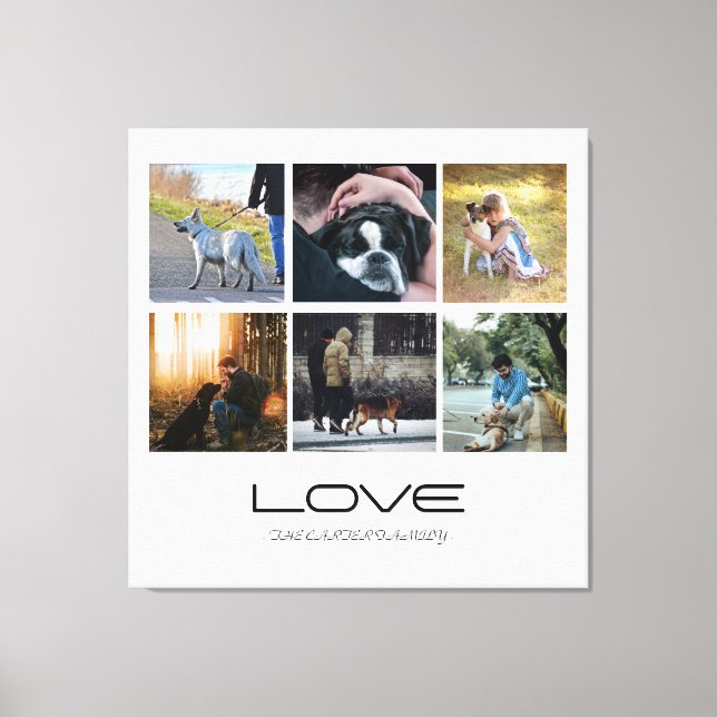 Love Dog Family Portrait Collage Design Canvastryck (Framsida)