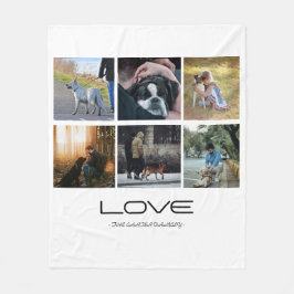 Love Dog Family Portrait Collage Design Fleecefilt