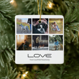 Love Dog Family Portrait Collage Design Julgransprydnad Keramik