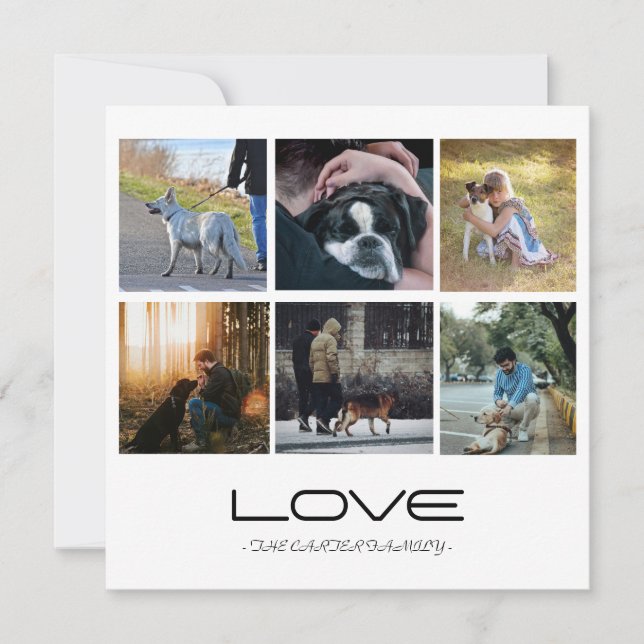 Love Dog Family Portrait Collage Design Julkort (Framsida)
