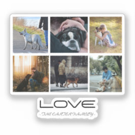 Love Dog Family Portrait Collage Design Klistermärken
