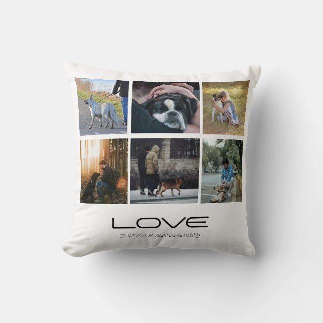 Love Dog Family Portrait Collage Design Kudde (Framsida)