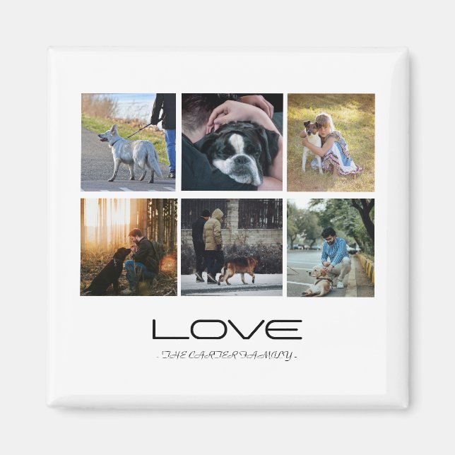 Love Dog Family Portrait Collage Design Magnet (Framsidan)