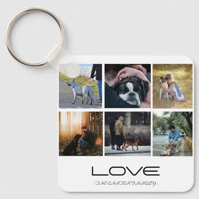 Love Dog Family Portrait Collage Design Nyckelring (Framsida)