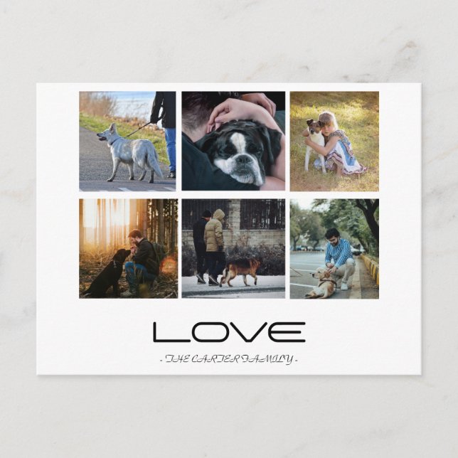 Love Dog Family Portrait Collage Design Vykort (Framsida)