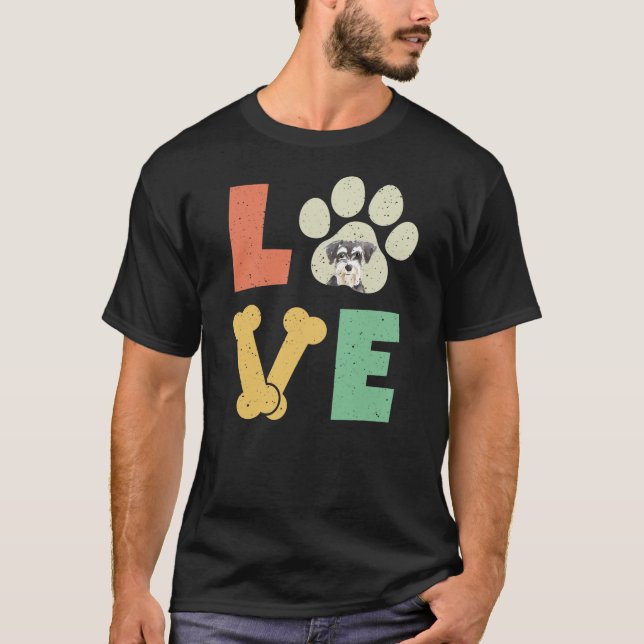 Love Dog Miniature Schnauzer Dog Lover Dog Breed  T Shirt (Framsida)