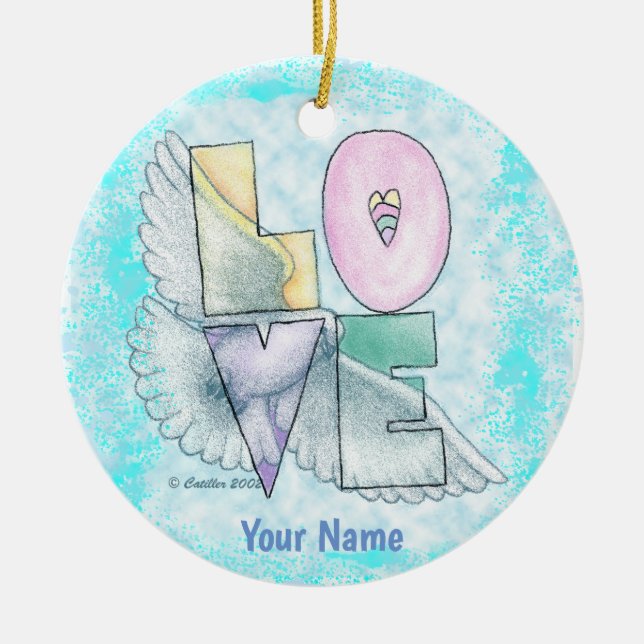 Love Dove Julgransprydnad Keramik (Framsidan)