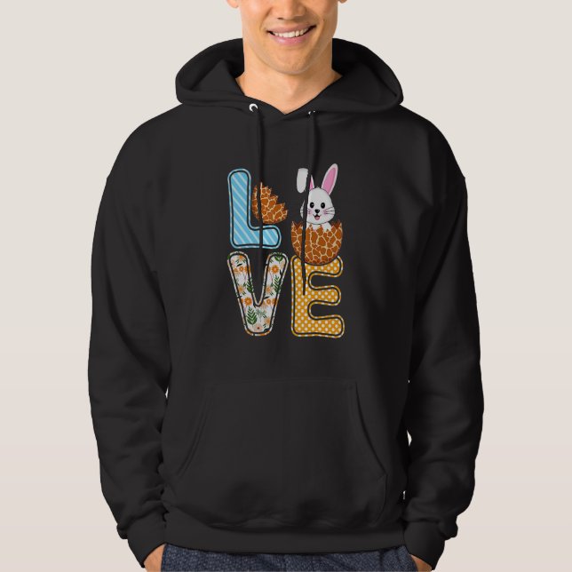 Love Easter Bunny Egg Giraffe Print Cute Bunny Kid Hoodie (Framsida)