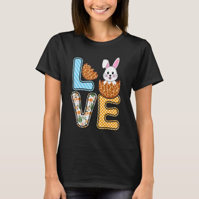 Love Easter Bunny Egg Giraffe Print Cute Bunny Kid T Shirt (Framsida)