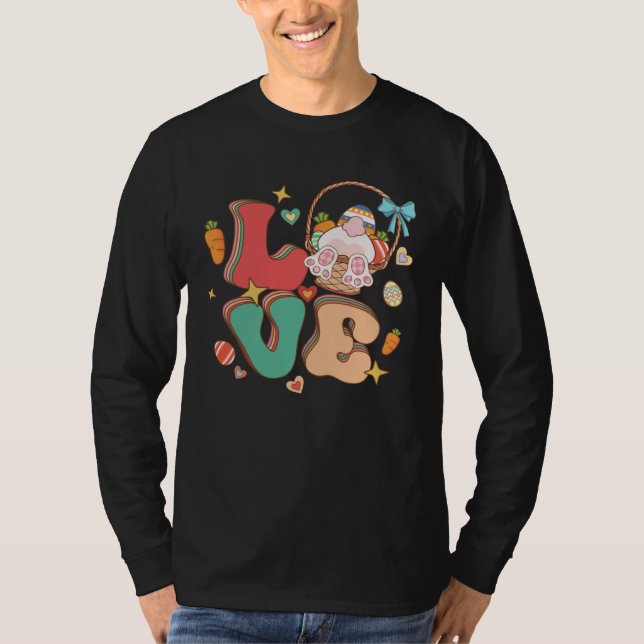 Love Easter Groovy Bunny Retro Groovy Easter Day T Shirt (Framsida)