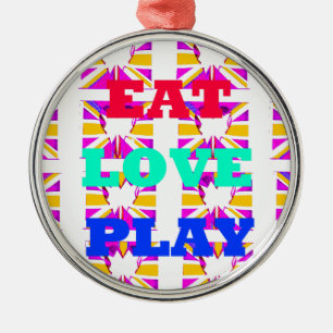 Love Eat Play Heart Hakuna Matata färger.png Julgransprydnad Metall