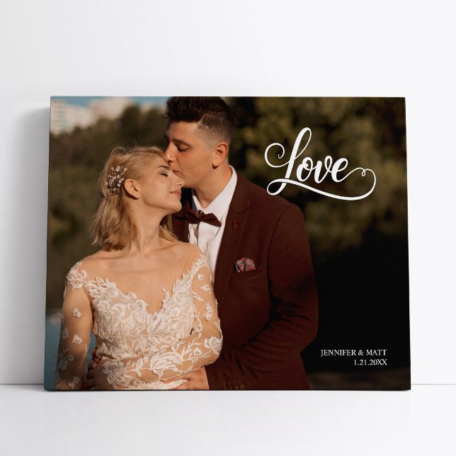 Love Elegant Script Wedding Photo Wall Art Canvastryck (Skapare uppladdad)