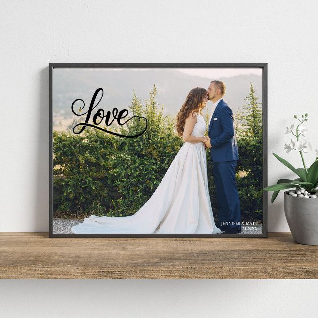 Love Elegant Script Wedding Photo Wall Art Fototryck (Skapare uppladdad)