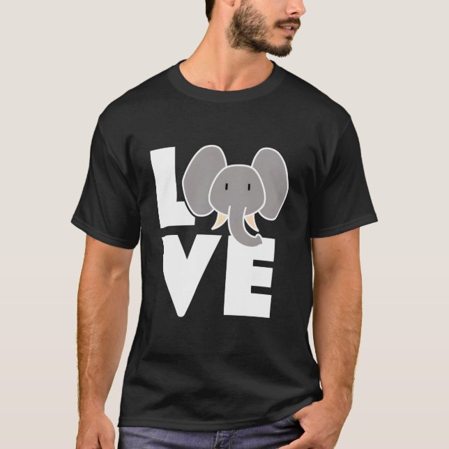 Love Elephants Elephant Elephant T Shirt (Framsida)