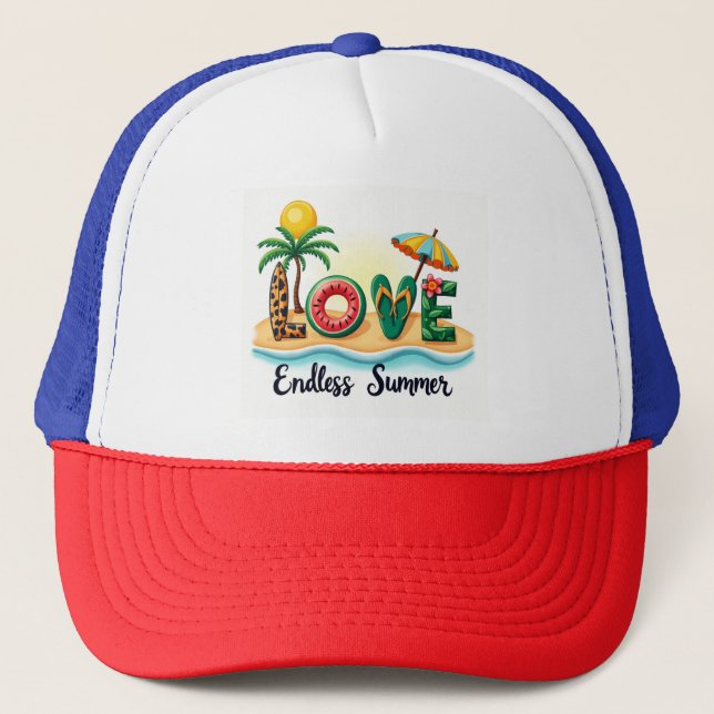 Love Endless Summer Beach Cartoon Hat Keps (Framsida)