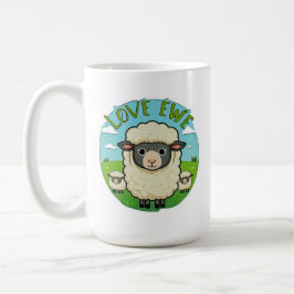 Love Ewe Cute Sheep Pun Heart Animal Artwork Kaffemugg